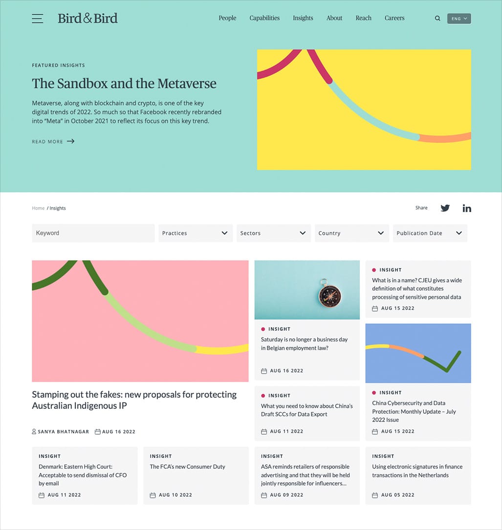 Bird & Bird insights page