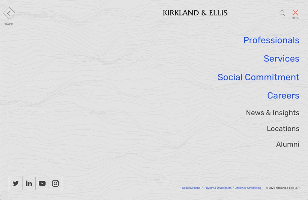 Kirkland & Ellis site navigation