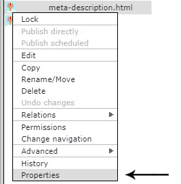 Editing CMS page properties