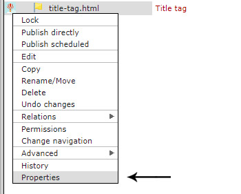 Editing page properties in CMS