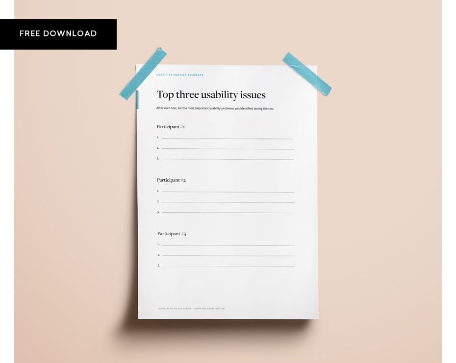 Download our free Usability Debrief Template
