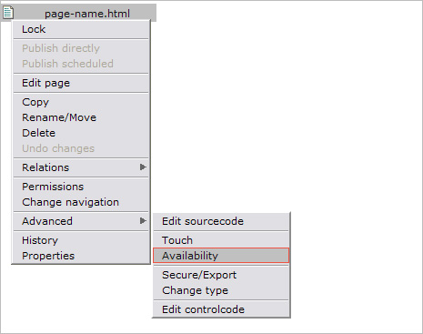 Edit page availability