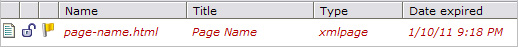 Expired pages shown in italics