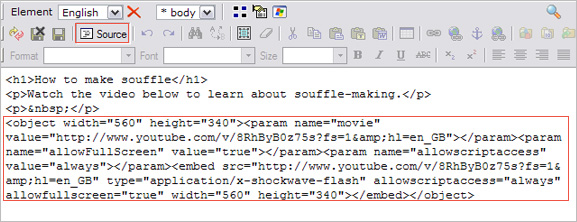 Paste YouTube source code