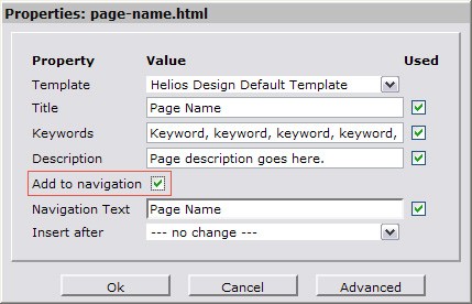 Untick page navigation