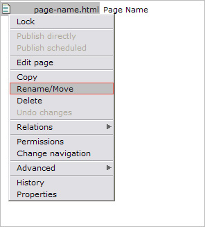 Rename or move page in OpenCms