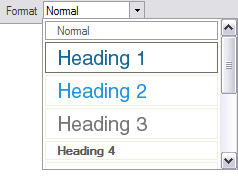 Format drop down for heading styles