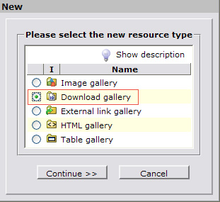 Creating download gallery