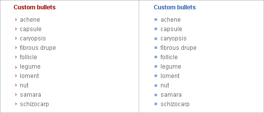 Custom bullet styles