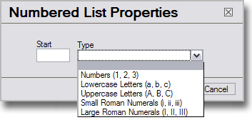 Numbered list dialogue